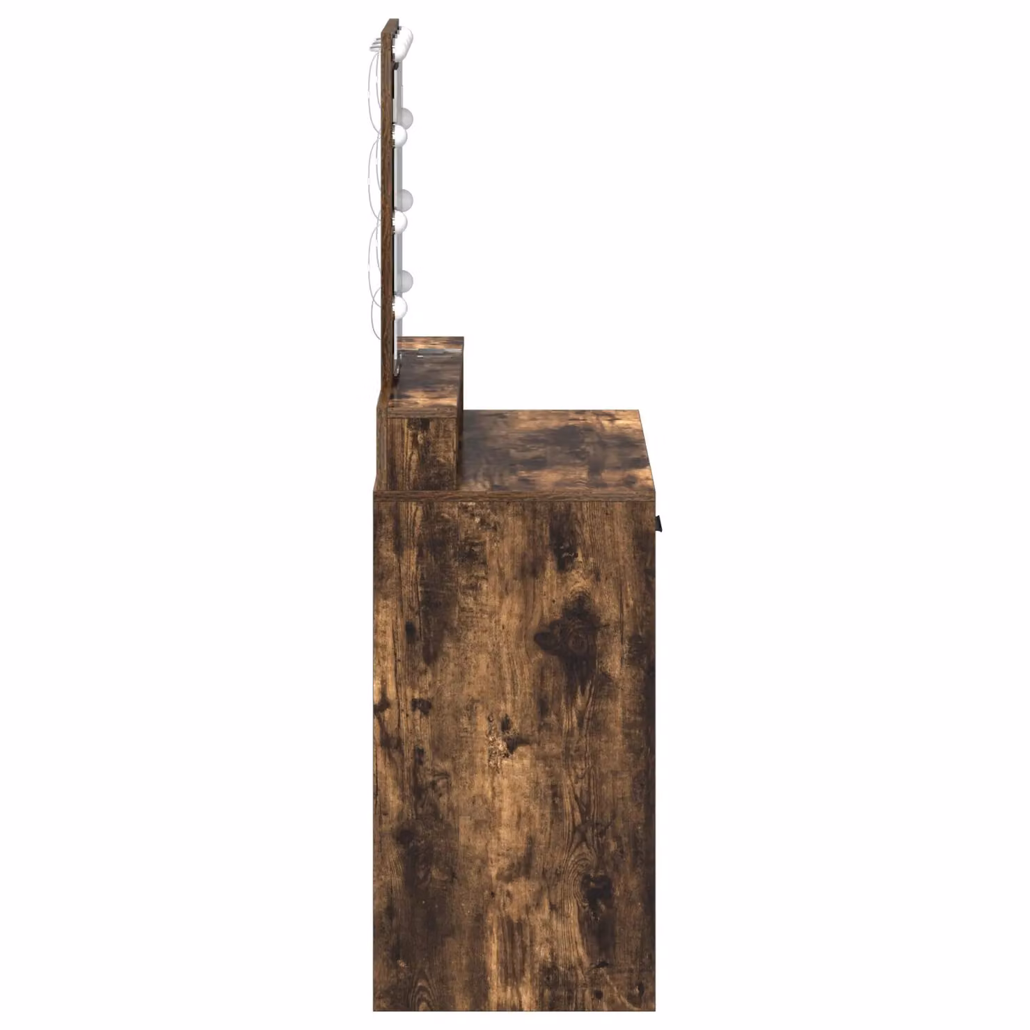 Berkfield Home Makeup Table with Hollywood LED Lights in Smoked Oak Brown, W: 79 cm, D: 41 cm, H: 140 cm – 3