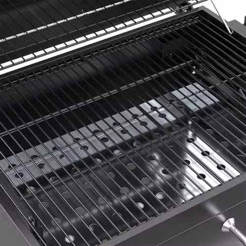 Charles Bentley American Large Portable Charcoal BBQ Grill in Black with Thermometer, Warming Rack and Wheels – 4