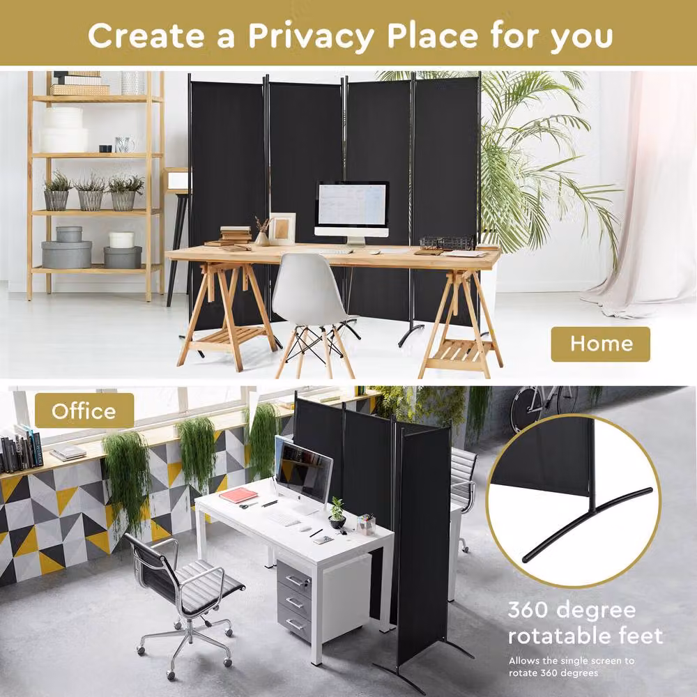 Costway 4-Panel Folding Privacy Screen Room Divider in Black – 7