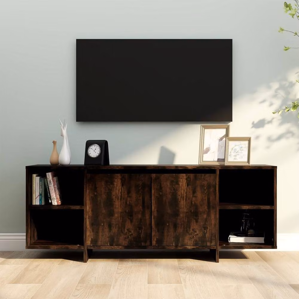 Berkfield Home Modern Smoked Oak TV Cabinet in Brown, W: 130 cm, D: 35 cm, H: 50 cm – 2