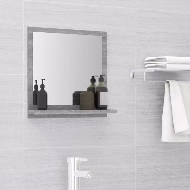 Berkfield Home Grey Sonoma Wall Mirror, W: 40 cm, D: 10.5 cm, H: 37 cm