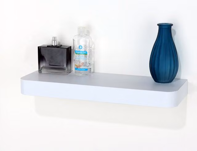 Core Products Ltd Trent Narrow Floating Shelf Kit, Matt White, Width: 80 cm