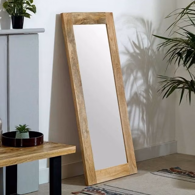 IH Design Bratton Extra Long Mango Wood Wall Mirror in Brown, H 140 x W 65 cm – 1