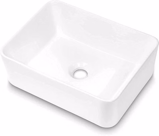 Havendro White Rectangular Ceramic Countertop Bathroom Wash Basin W/D/H: 40.0 x 30.0 x 13.5 cm