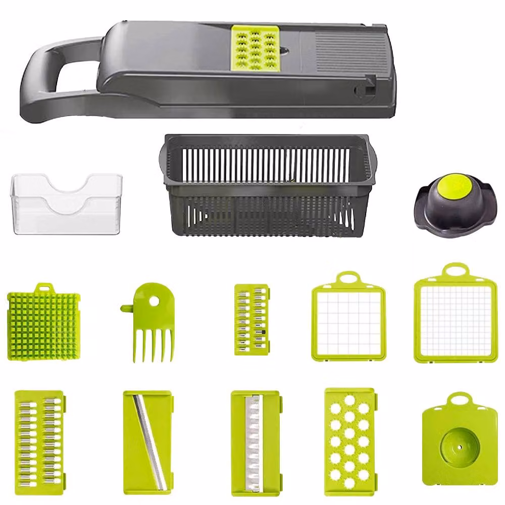 Alivio 14-in-1 Multifunctional Vegetable Chopper, Slicer and Dicer with Stainless Steel Blades, Grey – 2