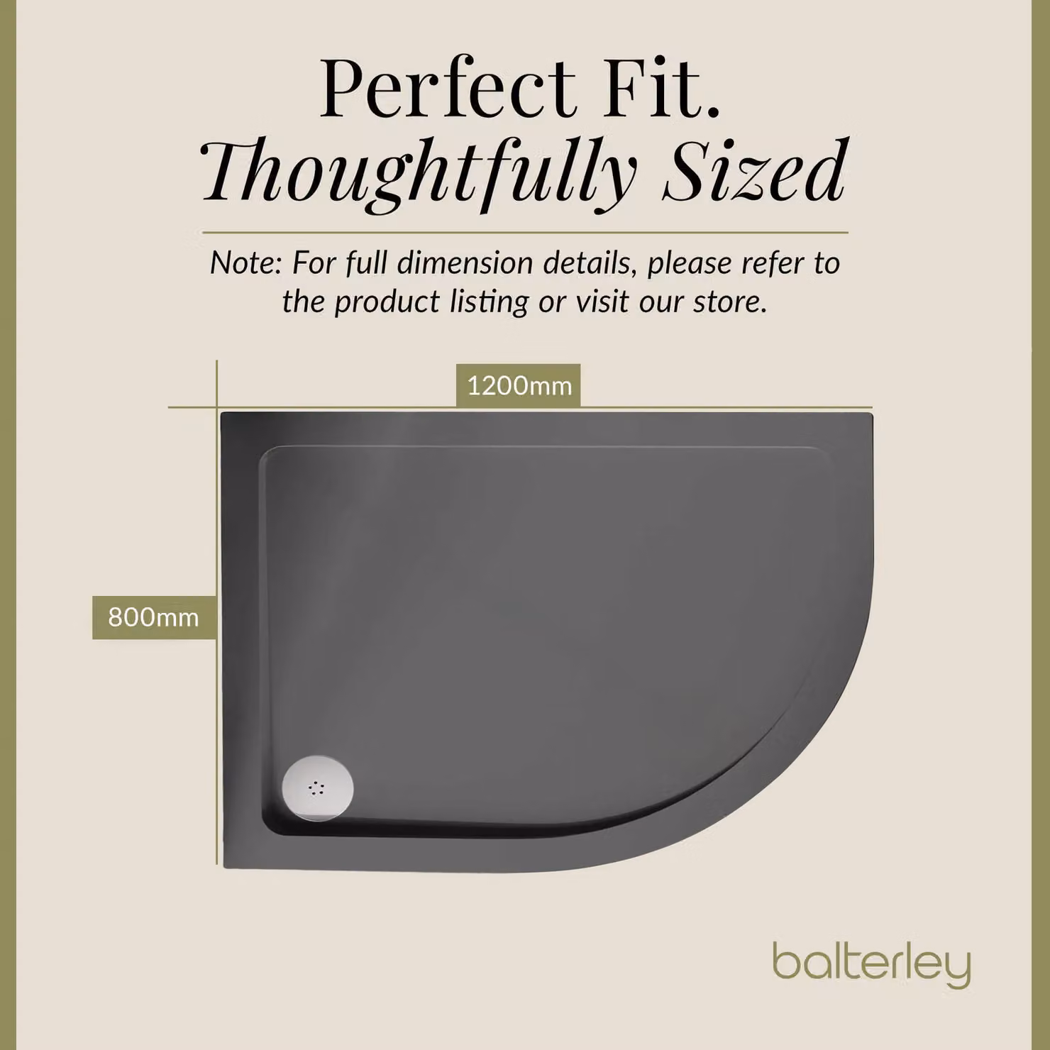 Balterley Premium Right Hand Offset Quadrant Corner Shower Tray in Grey – 5