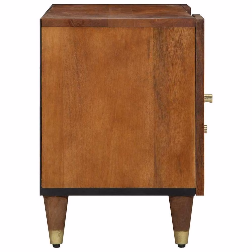 Berkfield Home Solid Mango Wood TV Cabinet in Brown and Gold, W/D/H: 105 x 33 x 46 cm – 3