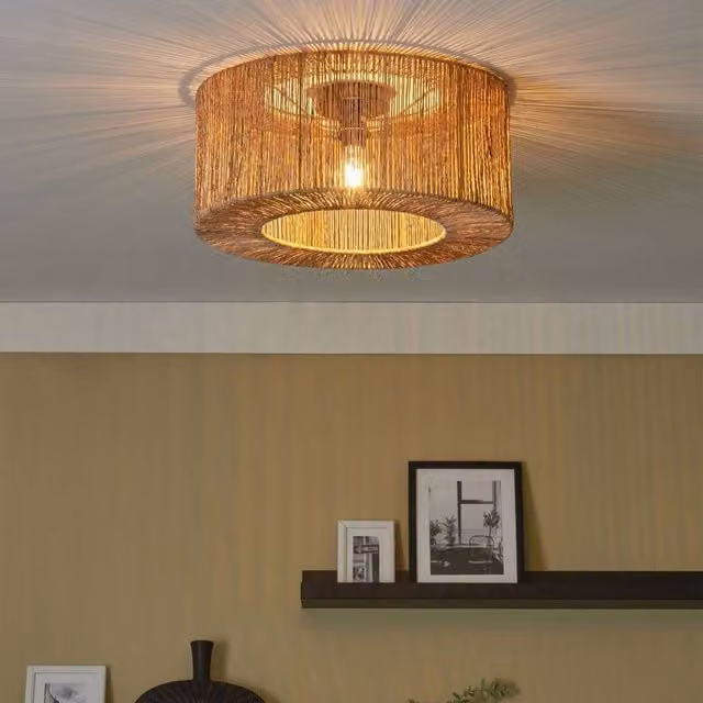 Wyld and Coco Jute Pendant Ceiling Lamp in Natural and Black