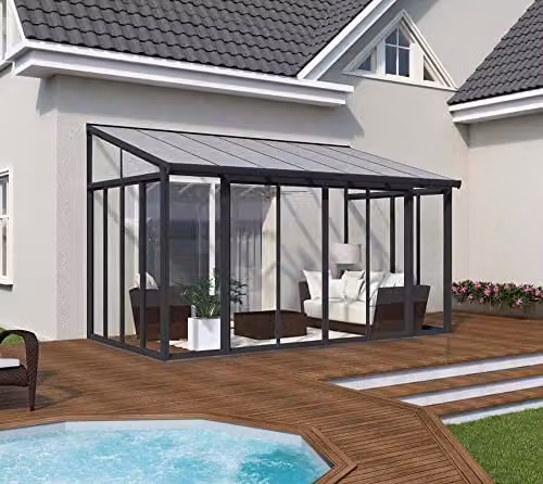Palram Canopia SanRemo Grey Lean-to Pent Conservatory with Sliding Doors – 2