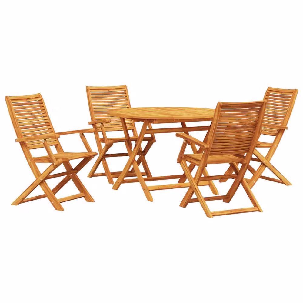 Berkfield Home 5 Piece Garden Dining Set in Brown Solid Acacia Wood – 2