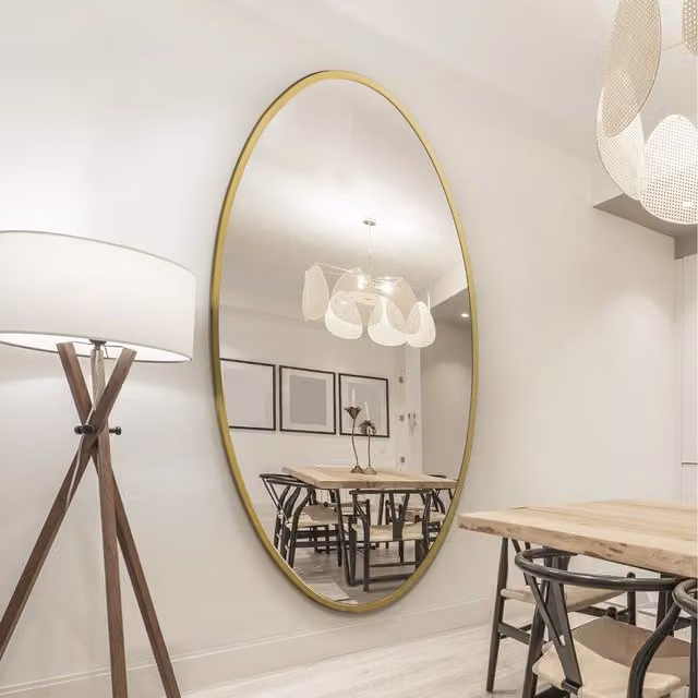 MirrorOutlet Ovale Oval Hanging Mirror in Gold and Black