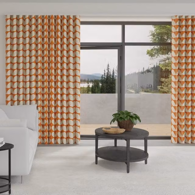 Orla Kiely Made to Measure Wave Curtain in Red and Orange Jumbo Solid Stem Graphic Retro Cotton Blackout Fabric