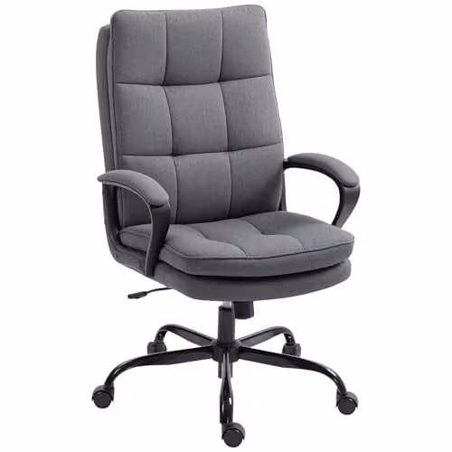 HOMCOM Fabric Office Chair with Armrests and Swivel Castors, Grey – 1
