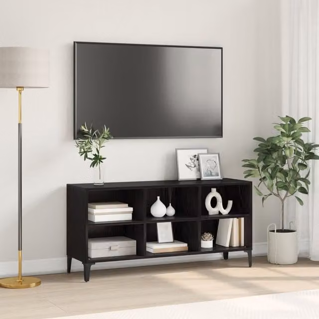 Berkfield Home Modern Black Oak TV Stand in Matt Black MDF – 1