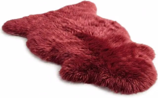 Infinity Leather Genuine Sheepskin Wool Rug in Red Rose, W/D/H: 90 x 60 x 1 cm