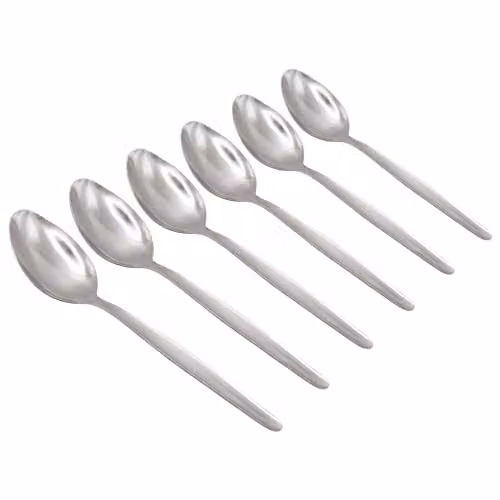 Argon Tableware Silver Stainless Steel Dessert Spoons, Pack of 6