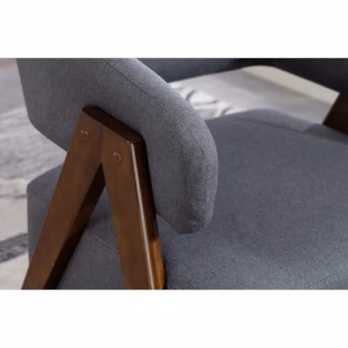 WestWood Grey Fabric Tub Chair with Mid-Century Design and Solid Wood Legs – 3
