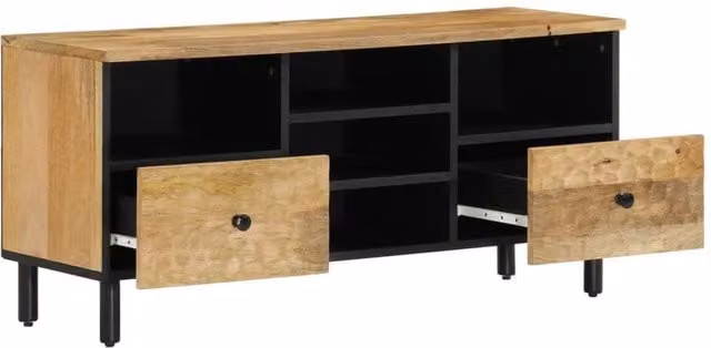 Berkfield Home Industrial Mango Wood TV Cabinet in Brown, W/D/H: 100 x 33 x 46 cm – 1