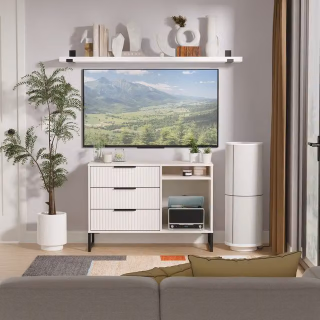 Ready Assembled 2 U Menai 3 Drawer TV Unit in Taupe