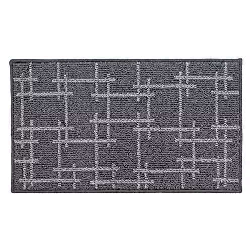 JVL Vector Machine Washable Latex Backed Doormat, Grey, W: 40 cm, L: 70 cm