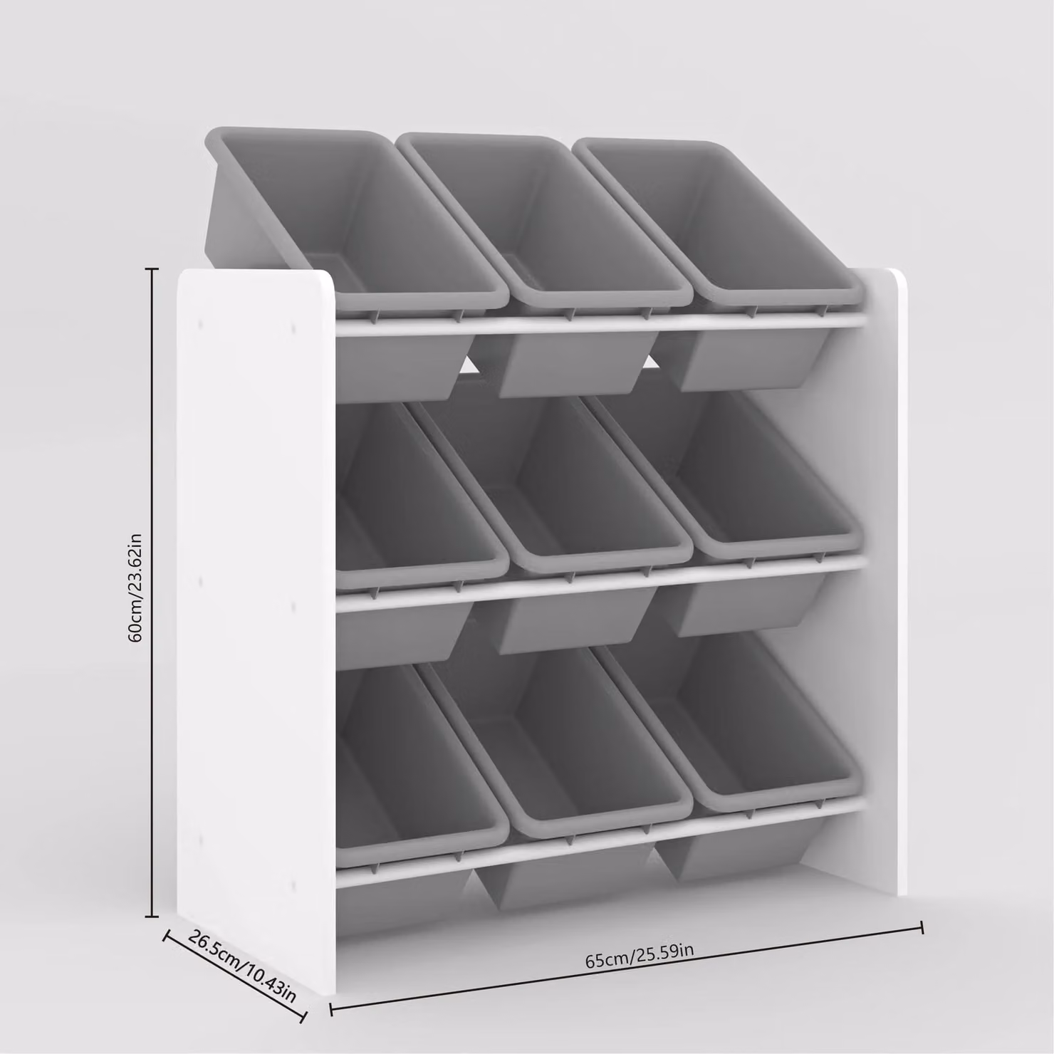 Xample Children's Toy Storage Unit with 9 Removable Plastic Bins in Grey and White – 3
