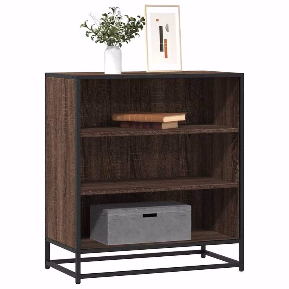 Berkfield Home Brown Oak Sideboard in Engineered Wood and Metal, W: 68 cm, D: 35 cm, H: 76 cm – 2