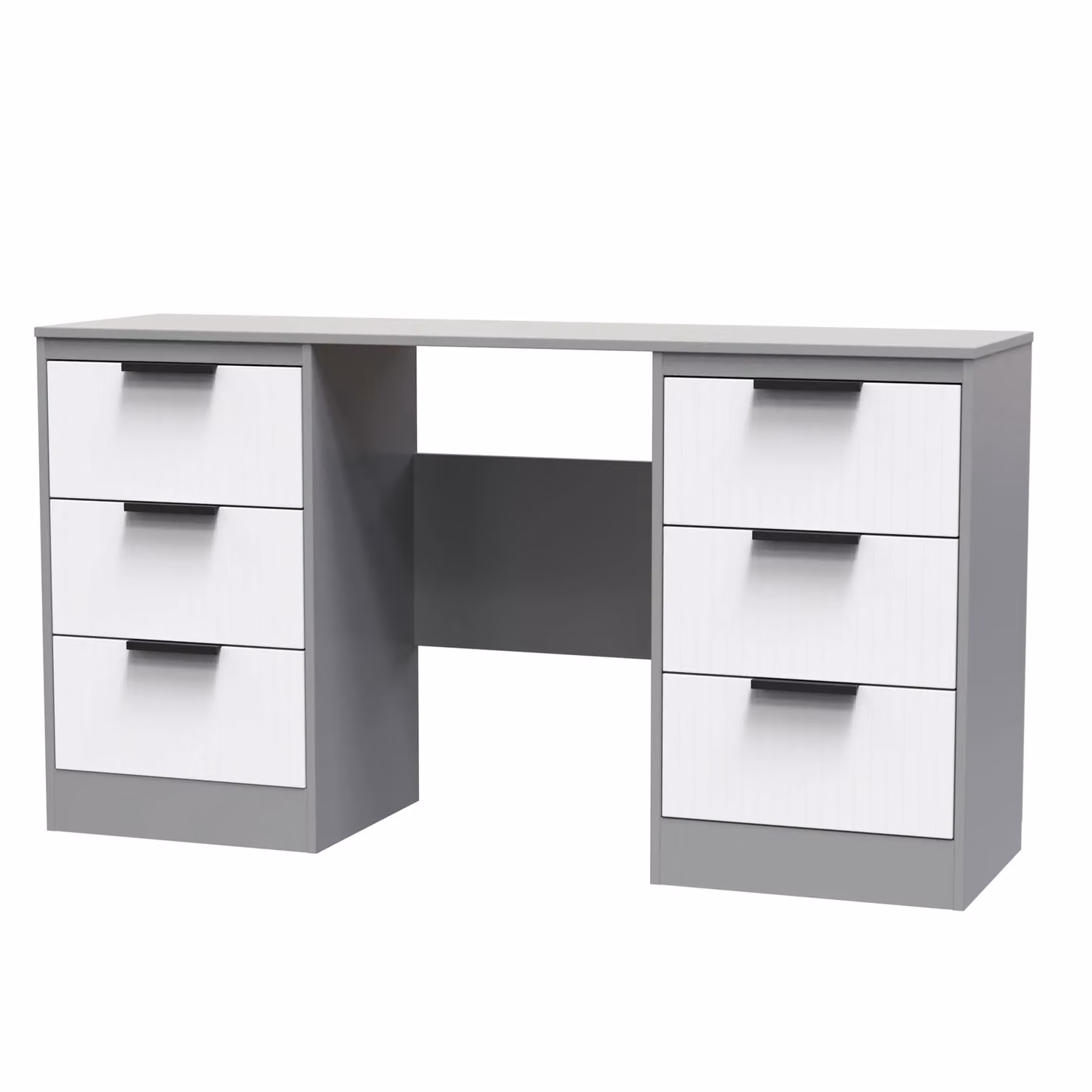 Ready Assembled 2 U Denver 6 Drawer Kneehole Desk in Mid Grey – 2