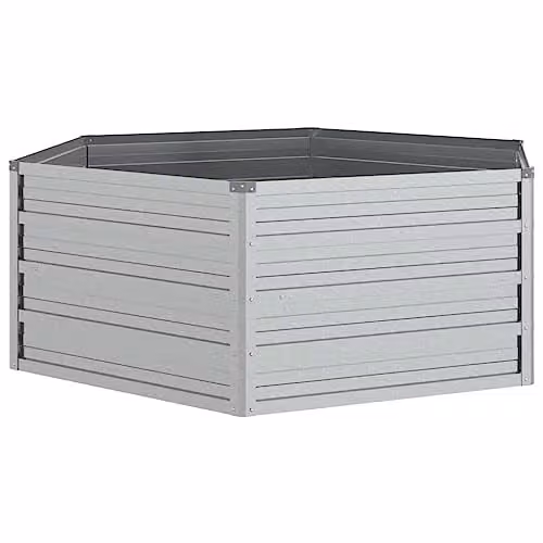 vidaXL Galvanised Steel Raised Bed in Silver, W: 129 cm, D: 45 cm, H: 45 cm