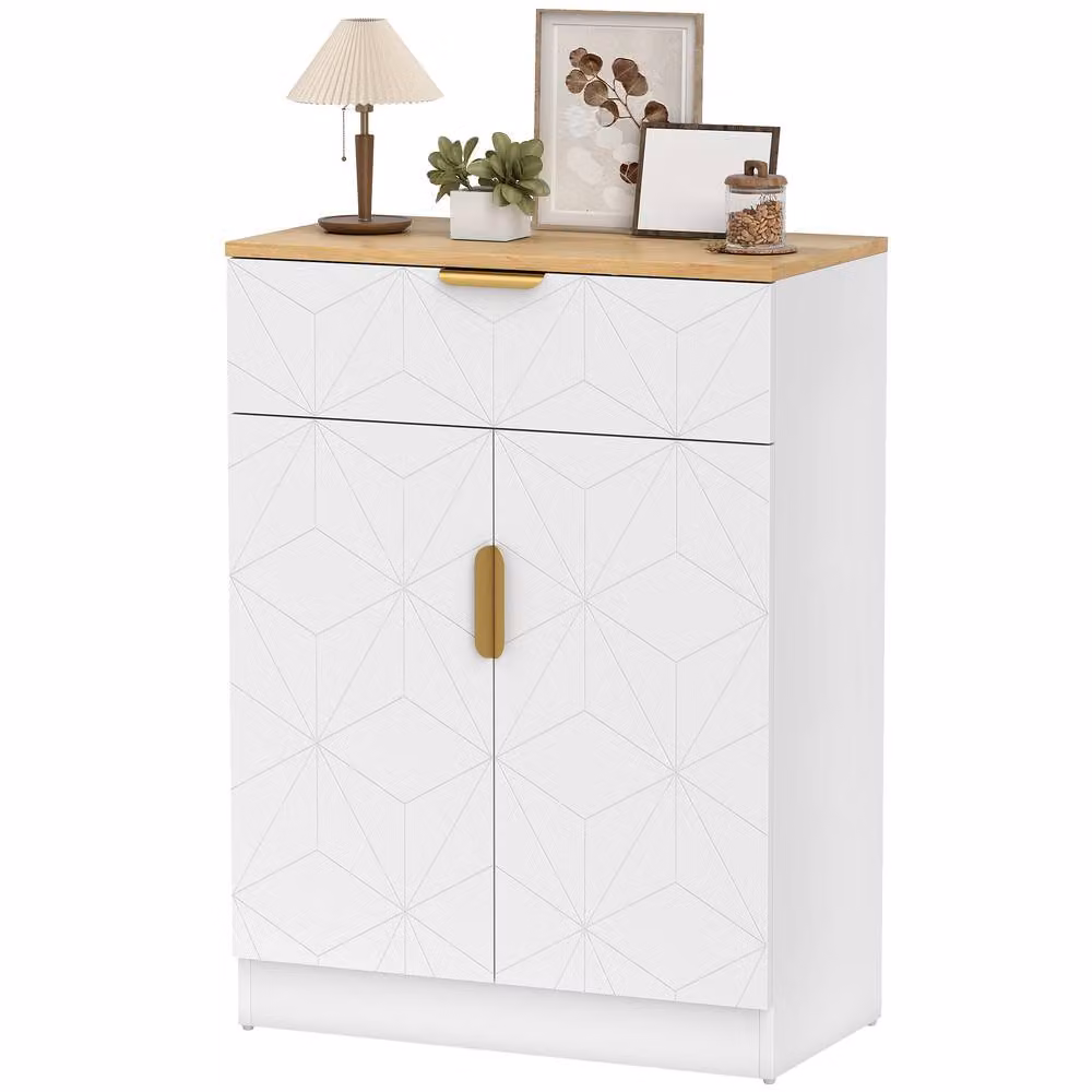 STILVORA Modern Geometric Sideboard Storage Cabinet in White – 2