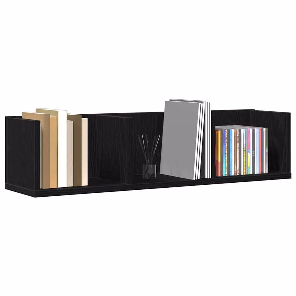 Berkfield Home Black Oak CD Wall Shelf, W: 75 cm, D: 18 cm, H: 18 cm – 3