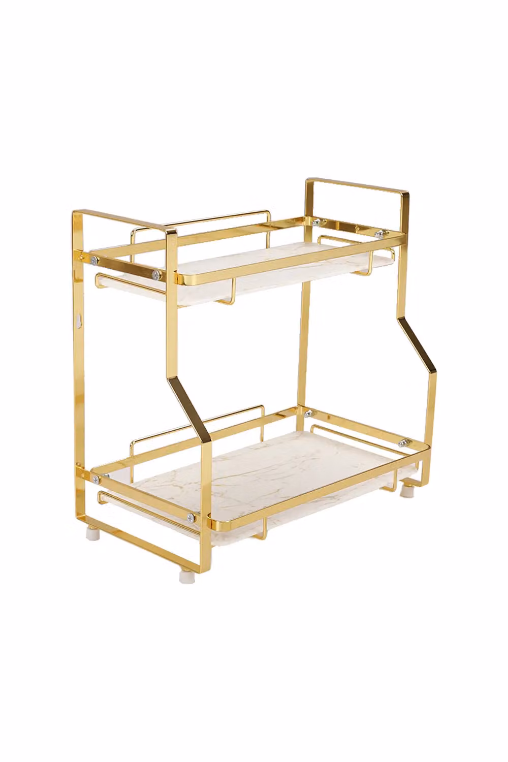 Living and Home 2-Tier Marble Cosmetic Organiser and Spice Rack in Gold – 3
