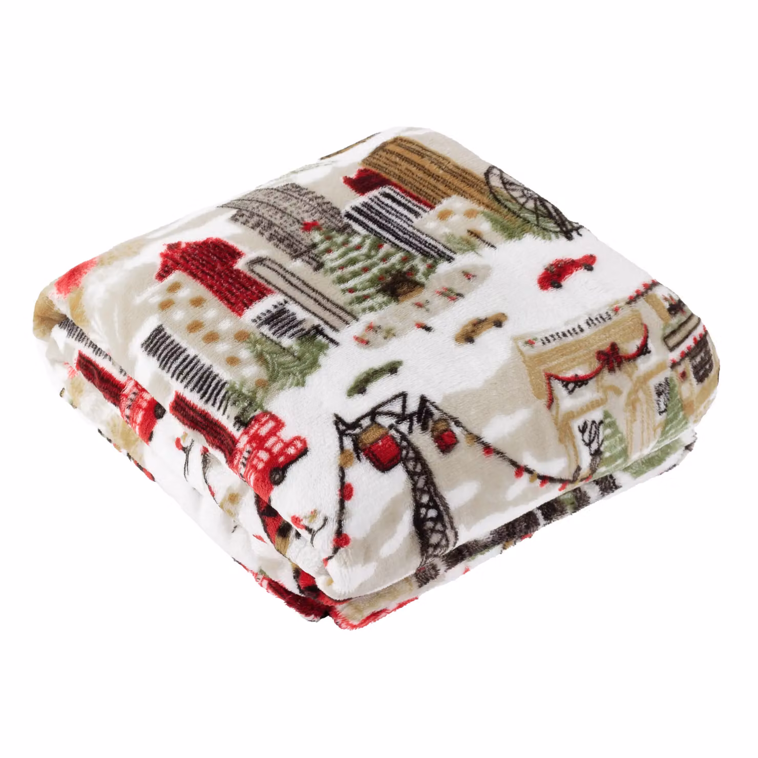 Riva Home Christmas Winter Scene Fleece Throw in Beige and Multicolour, W/D/H: 140 x 180 cm – 2