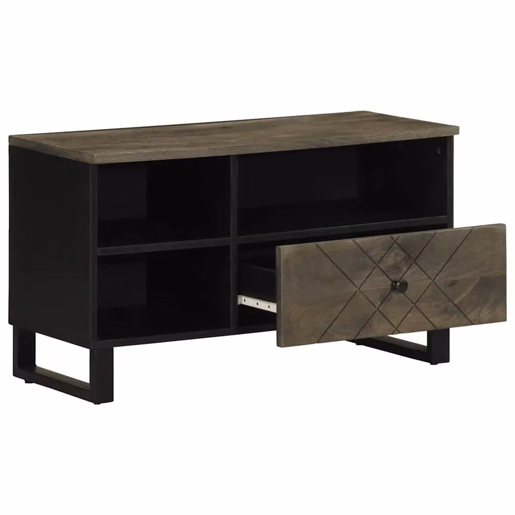 Berkfield Home Black Mango Wood TV Cabinet W/D/H: 80 x 33 x 46 cm – 2