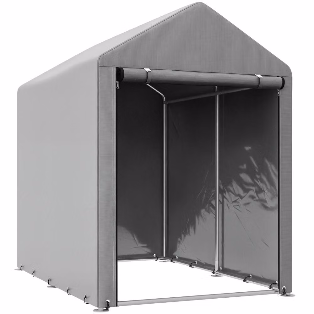 Outsunny Grey Garden Storage Shed with Single Door, W/D/H: 120 x 120 x 165 cm – 2