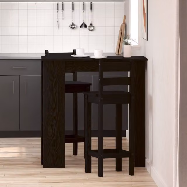 Berkfield Home Bar Table with Shelf, Black Oak, W/D/H: 102 x 50 x 103.5 cm – 1