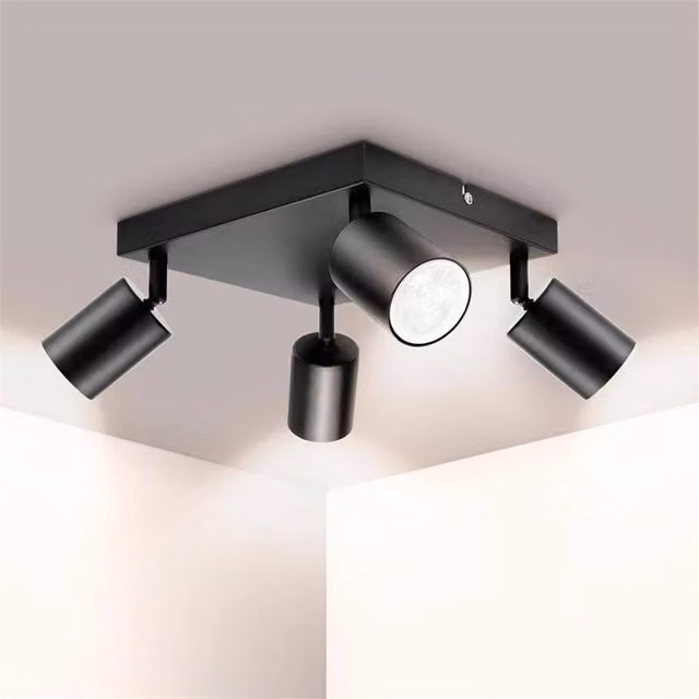 SPETLEK Adjustable 4 Way GU10 LED Ceiling Spotlight Fitting in Black – 1