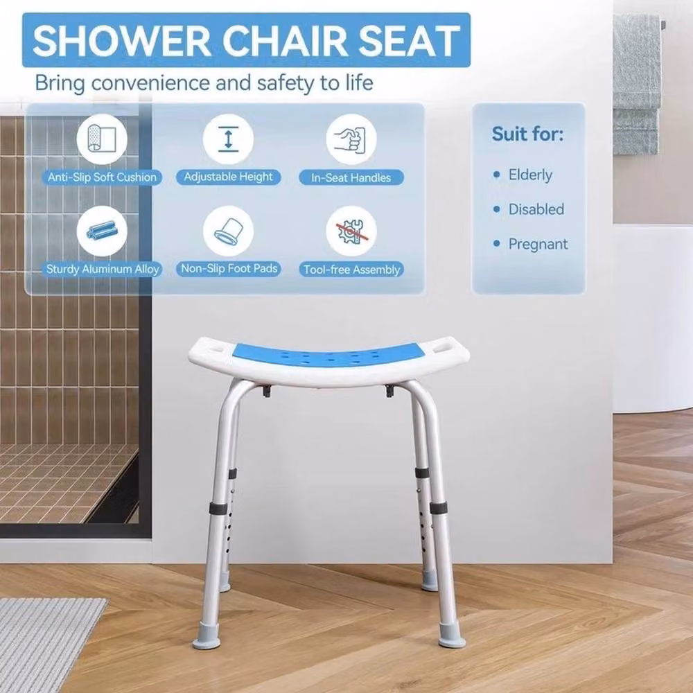 KORVIXA Adjustable Silver Shower Stool with Non-Slip Legs – 2