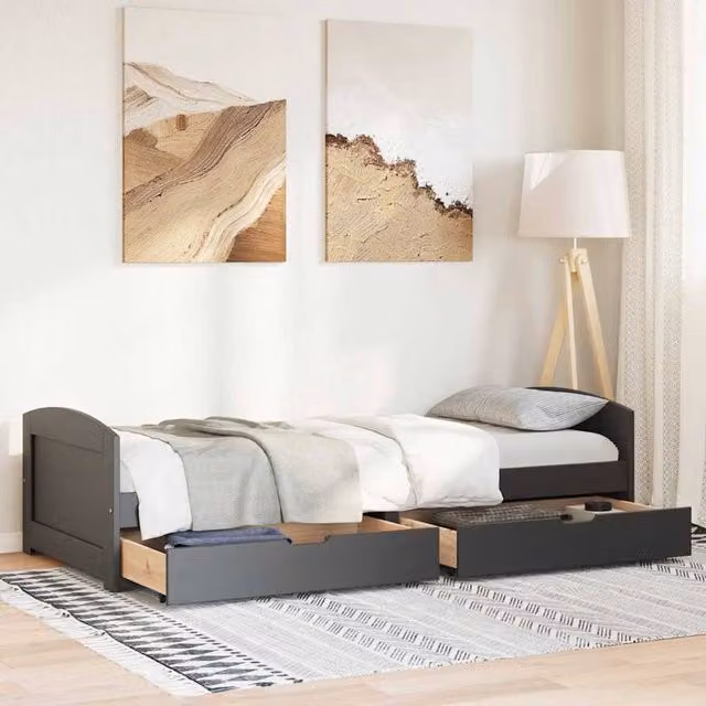 Berkfield Home Beautiful Day Bed with 2 Drawers in Black, W/D/H: 200 x 90 x 56 cm