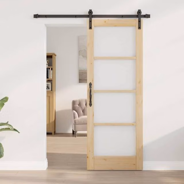 Berkfield Home Orkdal Sliding Door with Hardware Set, Beige, W: 73.5 cm, H: 198.5 cm