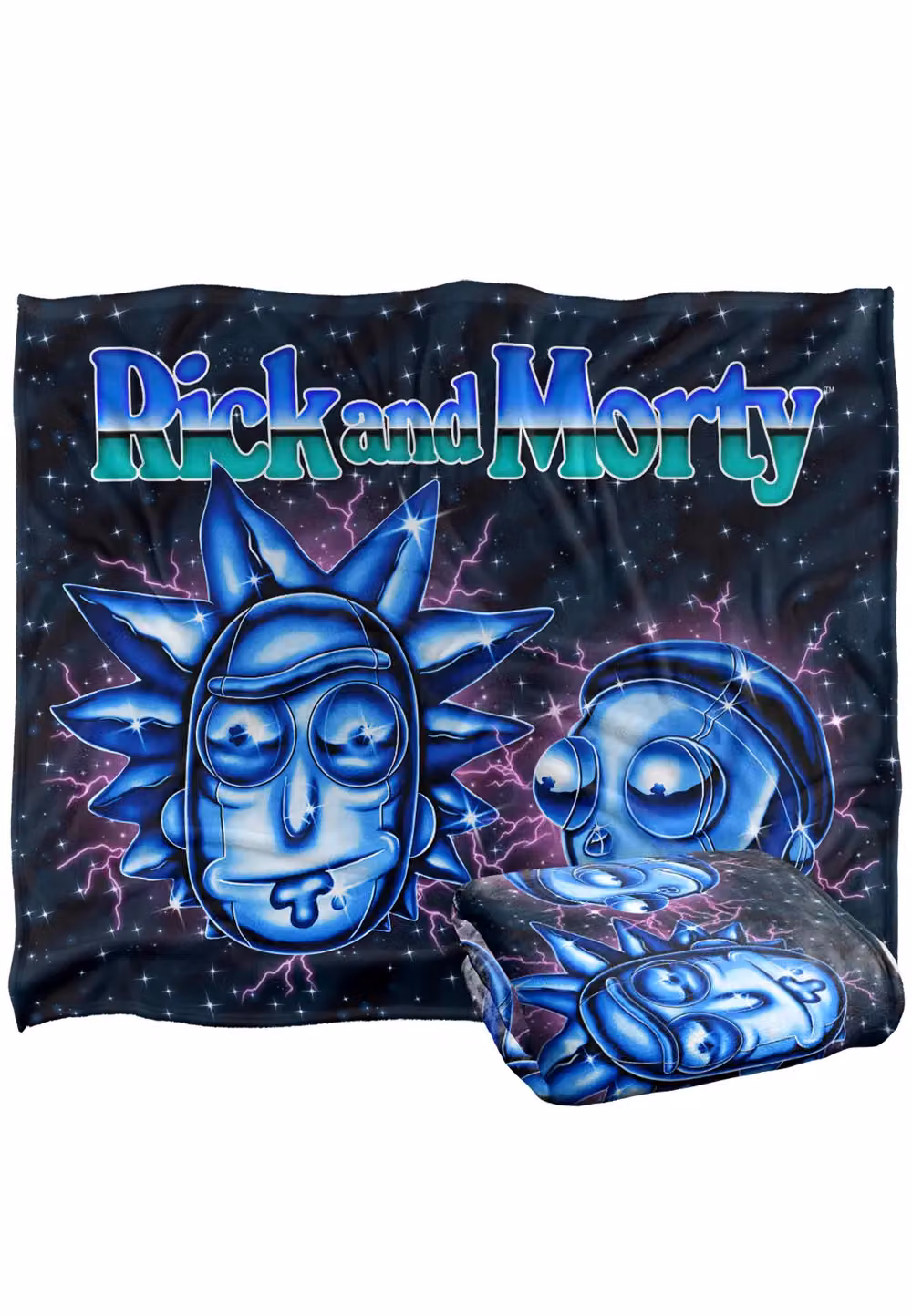 Warner Brothers Rick & Morty Officially Licensed Silky Touch Super Soft Fluffy Throw Blanket, White and Multicolour, W: 152 cm, D: 127 cm – 2