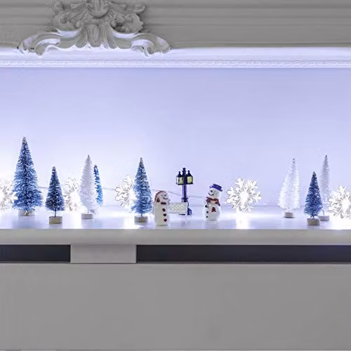 Globrite Warm White Snowflake LED String Lights with 40 LEDs and 2 Modes – 7