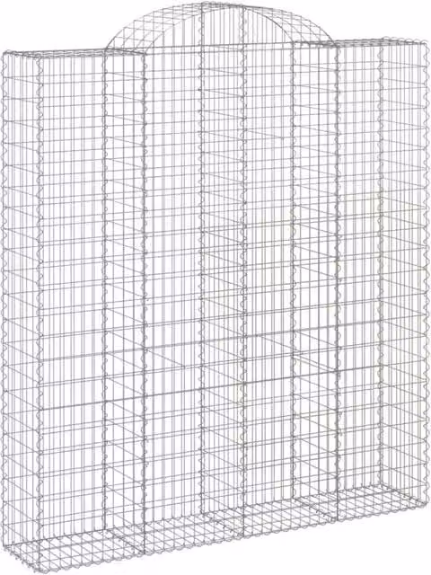 Berkfield Home Decorative Arched Gabion Baskets, 2 Pieces, Silver Galvanised Steel, W: 200 cm, D: 50 cm, H: 220-240 cm – 1