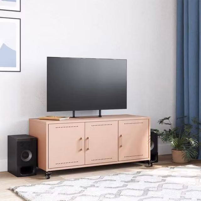 Berkfield Home Modern Pink Metal TV Cabinet W: 100.5 cm, D: 39 cm, H: 43.5 cm