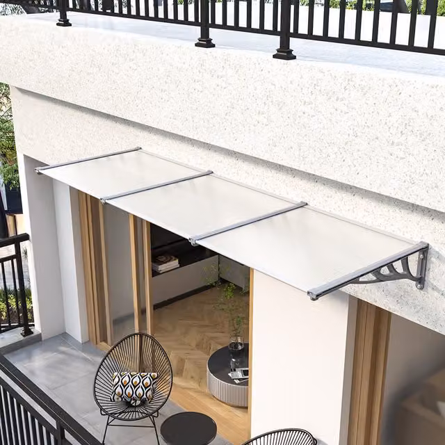 Livingandhome Grey Plastic Door Canopy Awning, Width: 270 cm