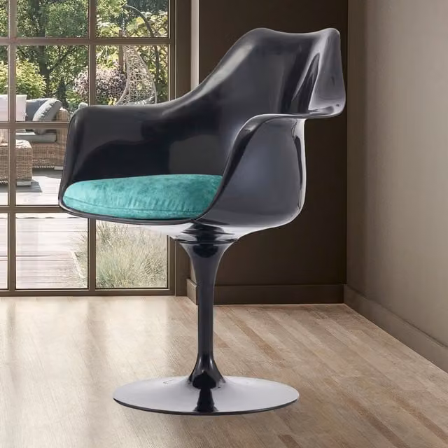 Fusion Living Modern Armchair in Black and Turquoise