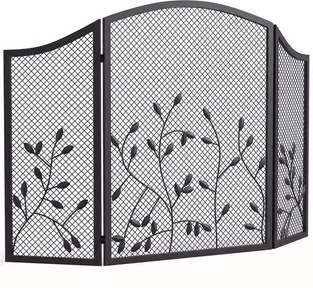 HOMCOM 3-Panel Folding Fireplace Screen for Hearth Protection, Heat-Resistant Metal Fire Spark Guard, Black, W/D/H: 122.0 x 75.0 x 1.0 cm – 7