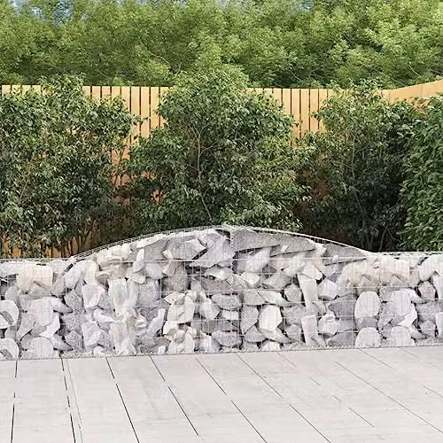 vidaXL 15-piece Arched Gabion Baskets in Silver Galvanised Steel, W/D/H: 400 x 30 x 60/80 cm – 2