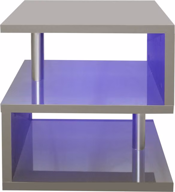 Comfy Living Abstract S-Shaped High Gloss LED Side Table in Grey