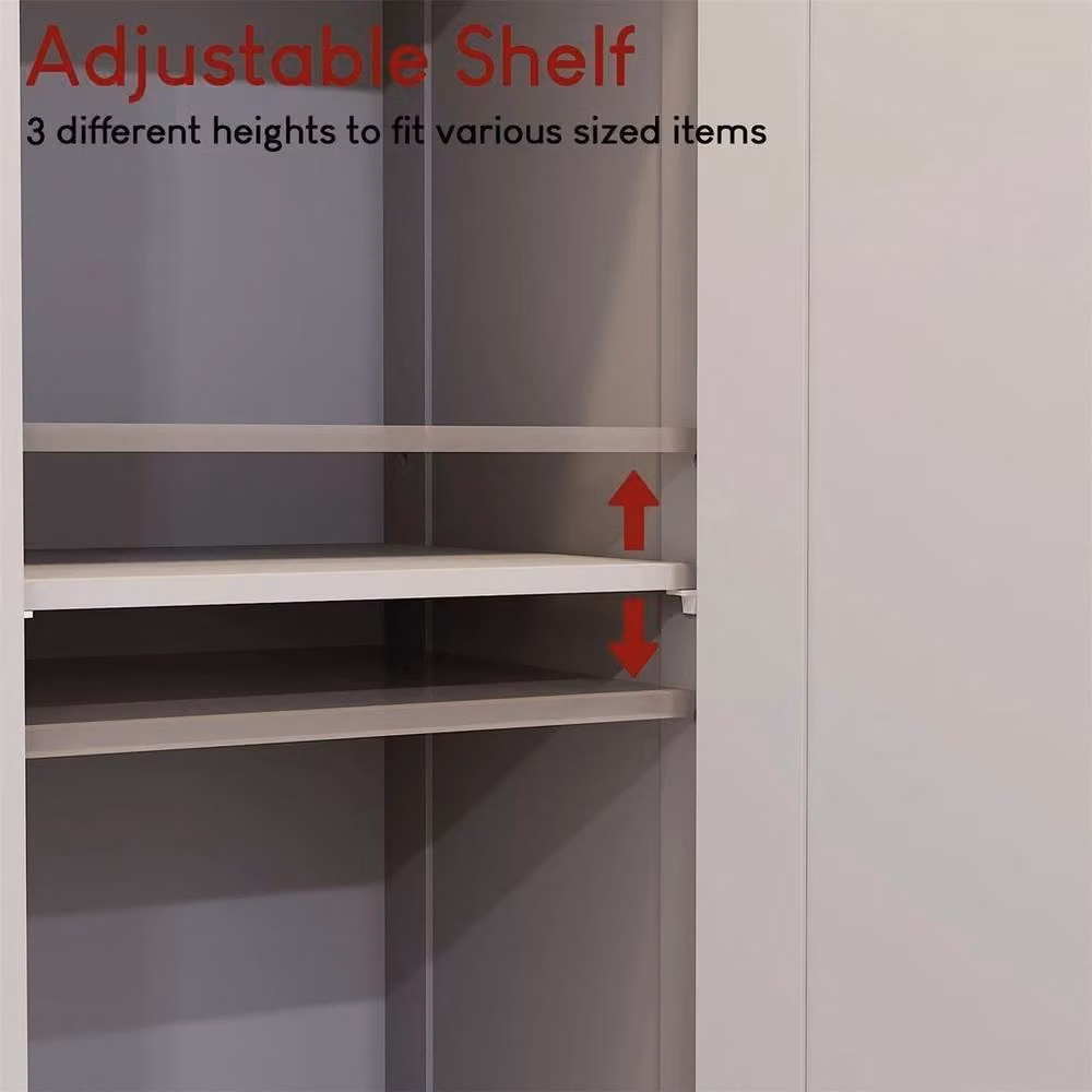 VOGREX Tall Double Door Bathroom Storage Cabinet in Matt Grey, H 170.6 cm x W 30.0 cm – 4