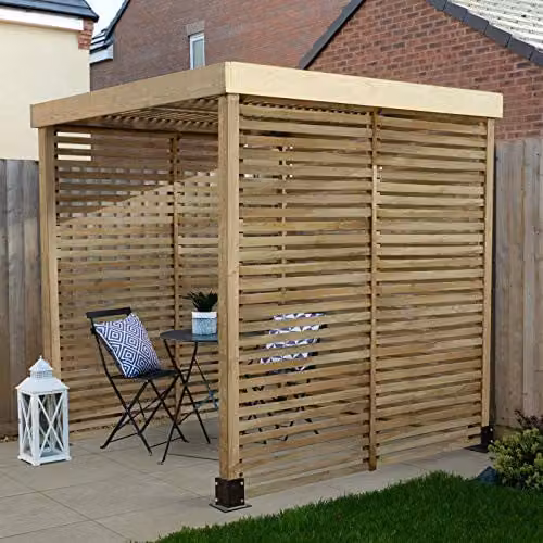 Forest Garden Brown Wooden Modular Pergola with 3 Side Panels, W/D/H: 197 x 197 x 204.5 cm – 2